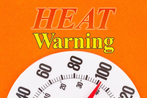 a image of a thermometer on an orange background with the words heat warning above it 
