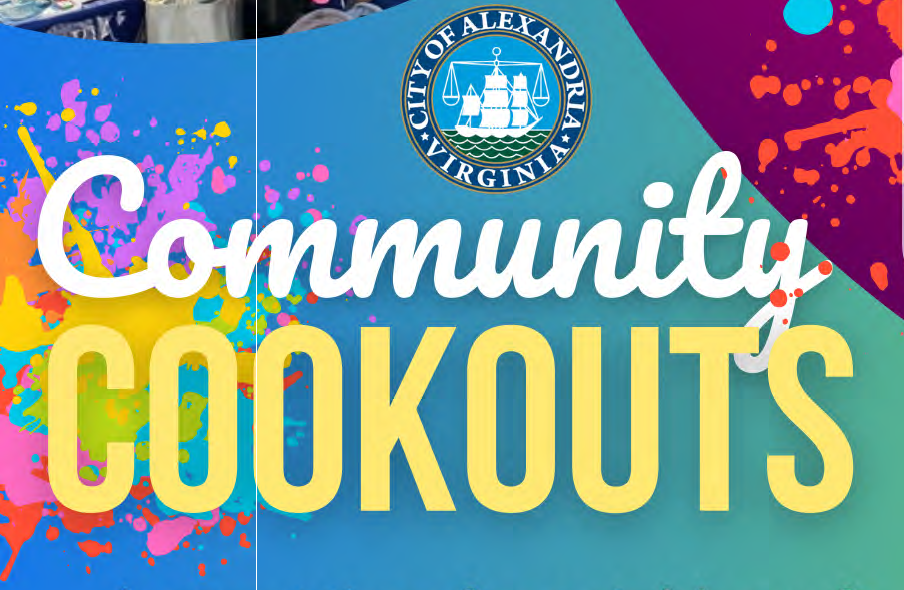 community cookout logo with colors splashed around