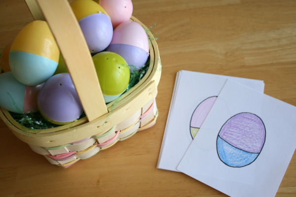 colorful easter eggs in a basket