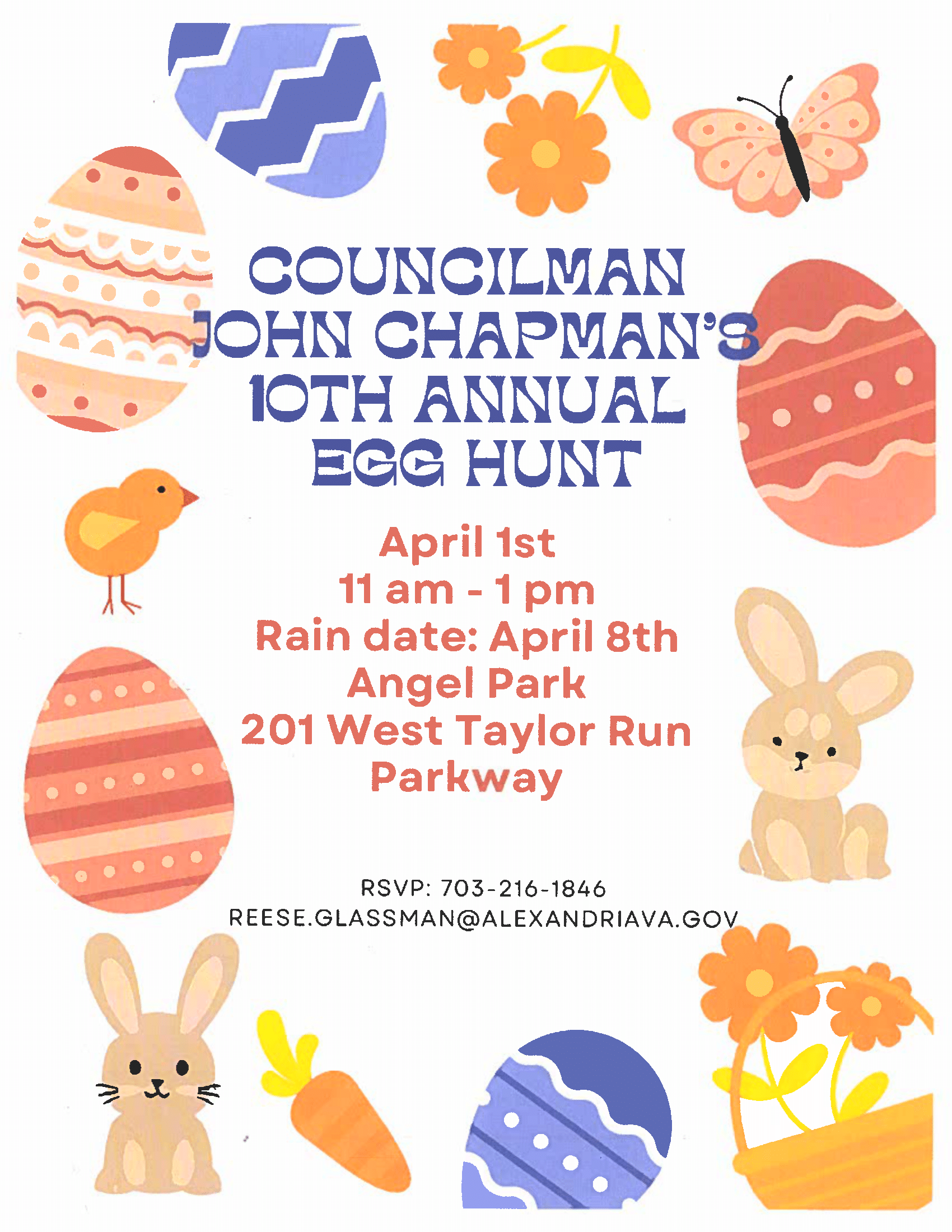 Easter Egg Hunt Flyer showing spring and easter imagery