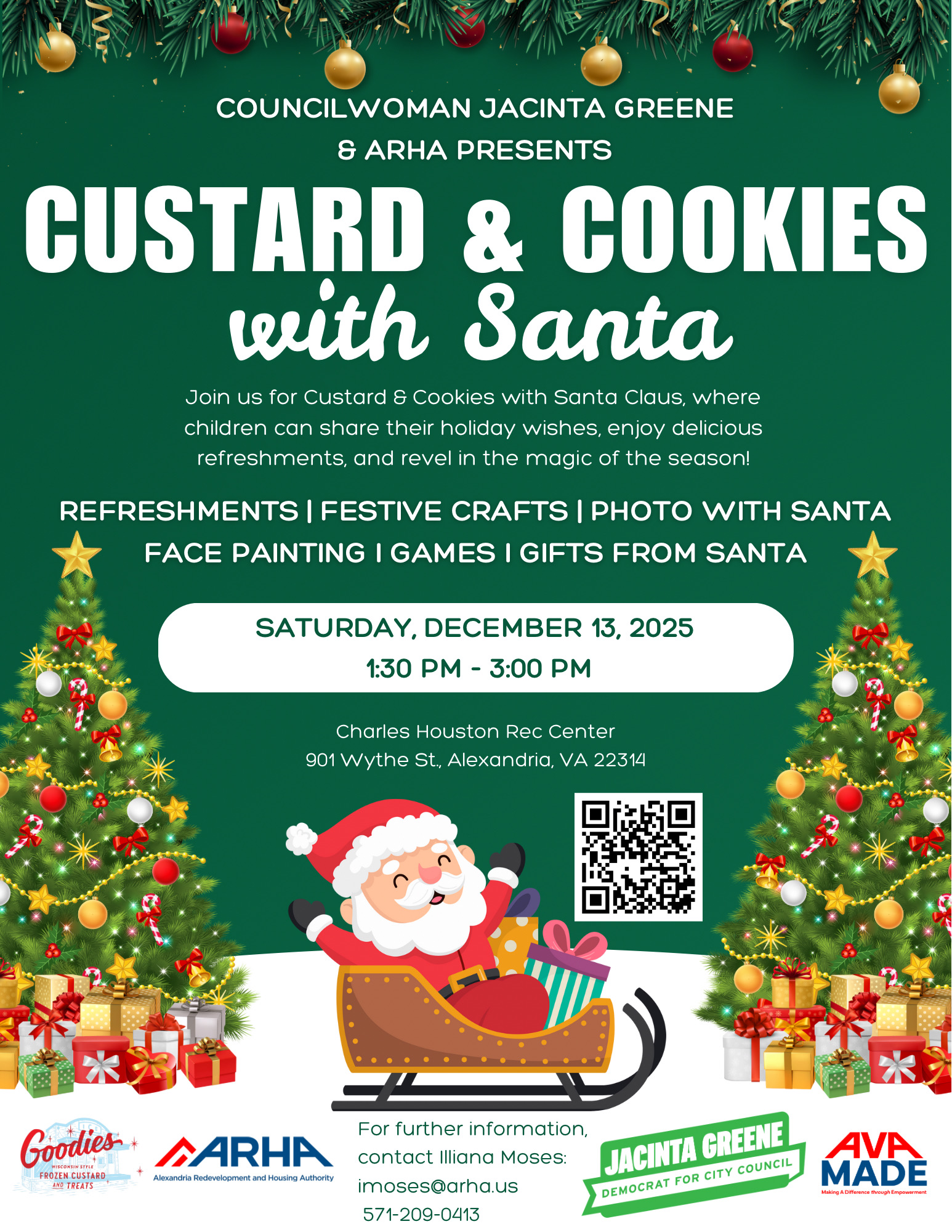 flyer of event with santa claus riding a sleigh