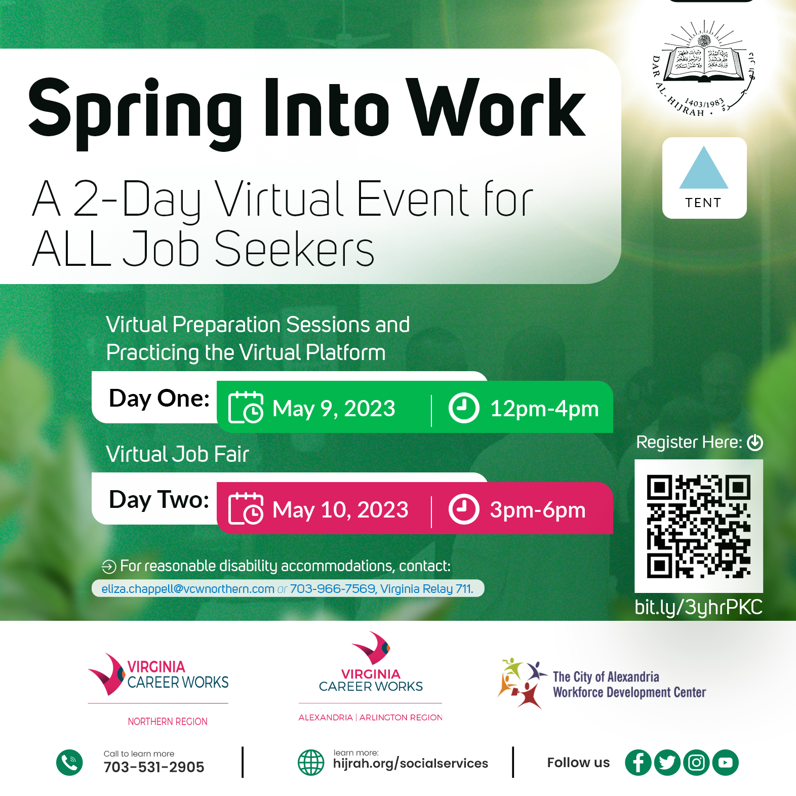 Spring Into Work flyer, starts May 9th to May 10th