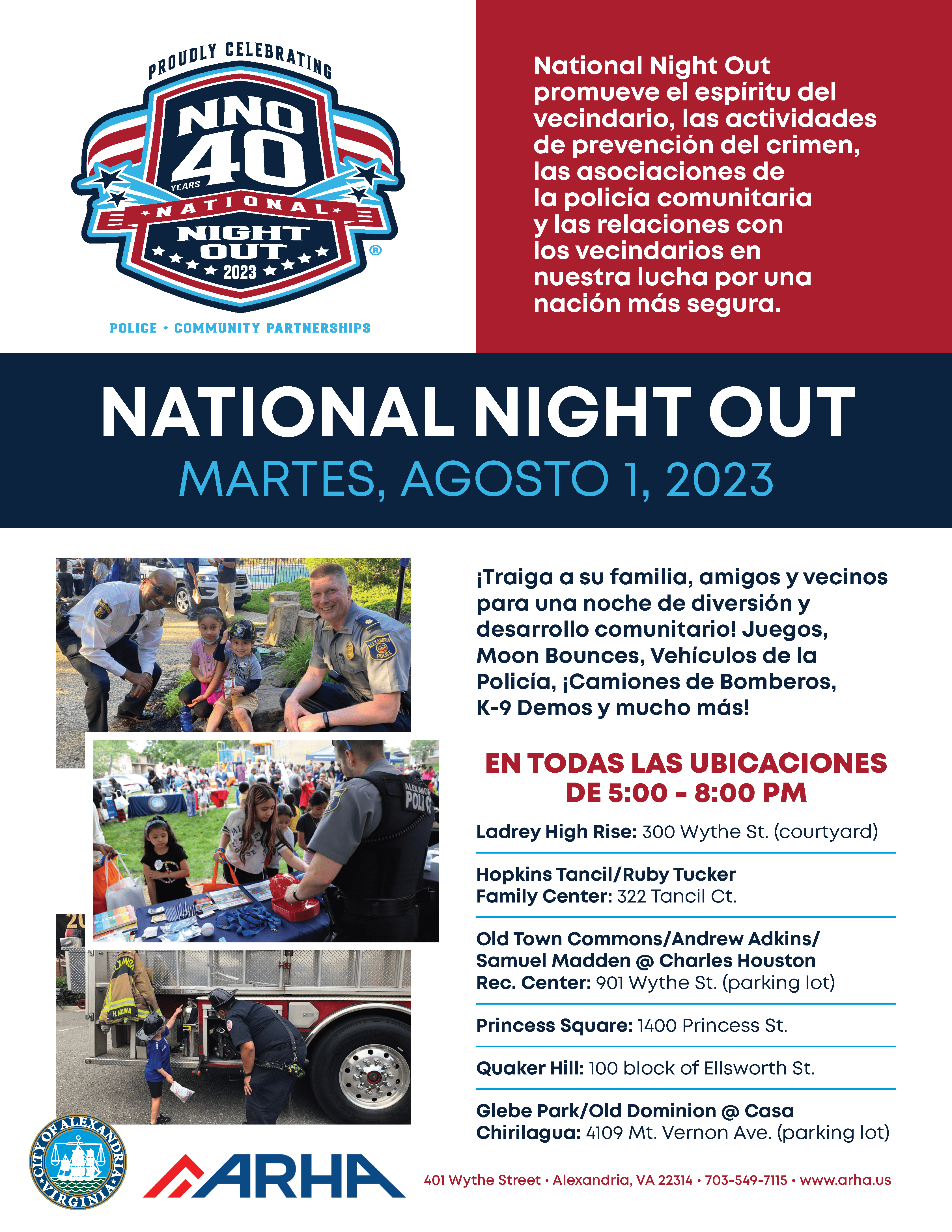 national night out flyer in spanish