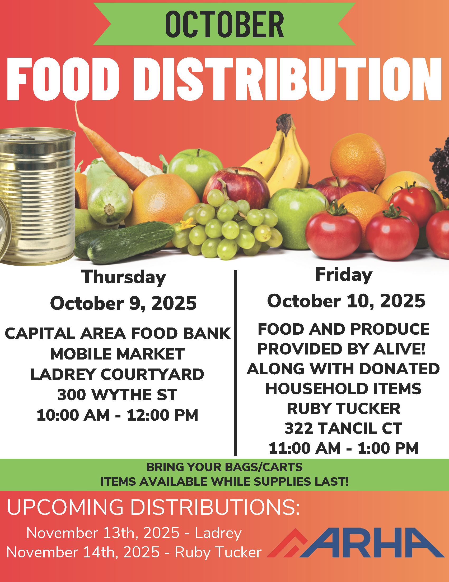 food distribution flyer october