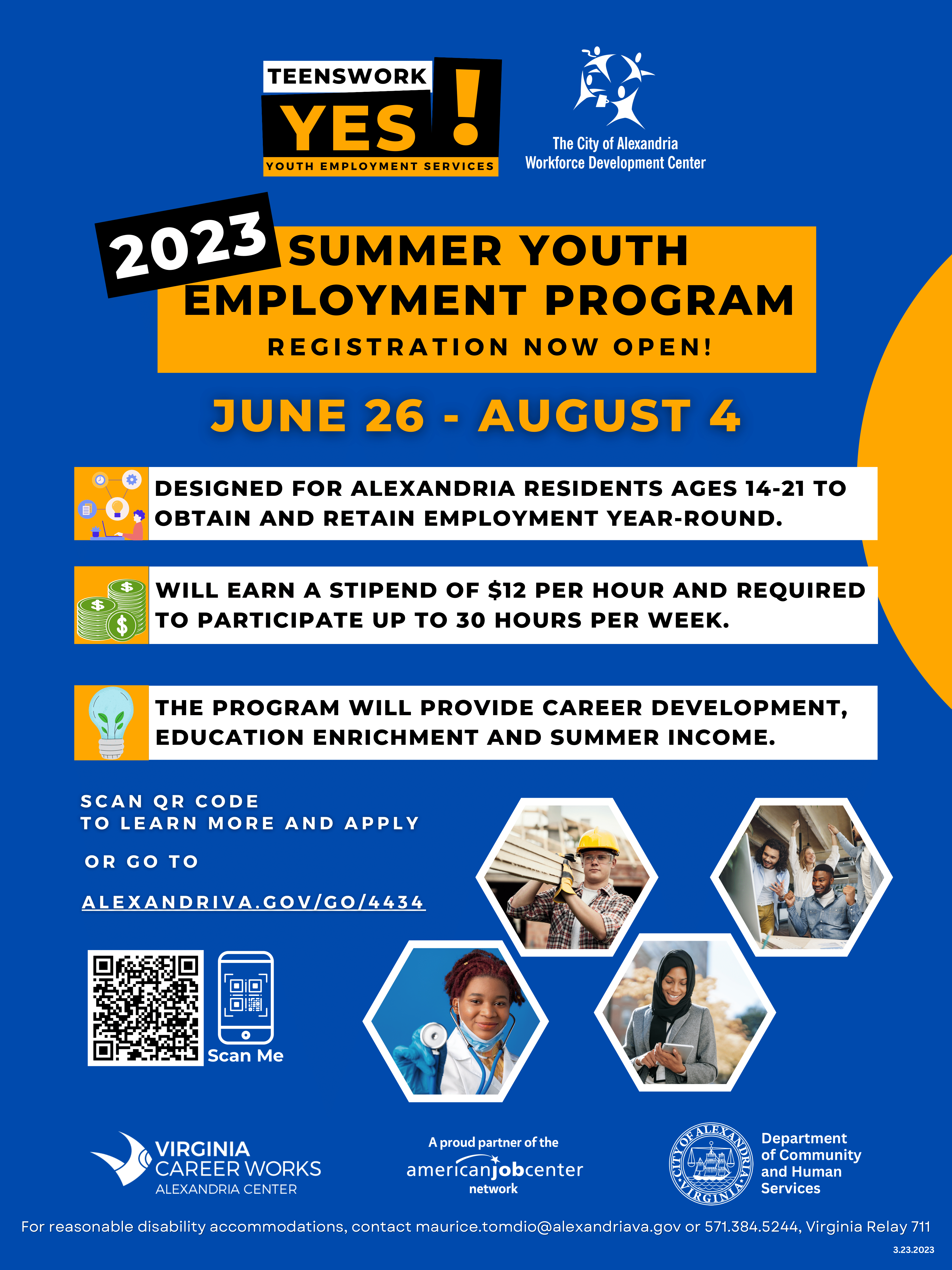a blue and yellow flyer for the teenswork program